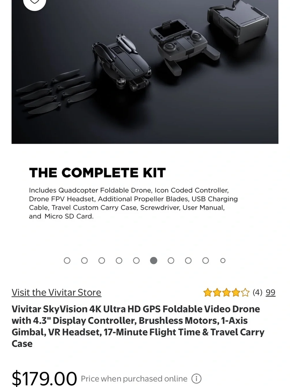 Vivitar SkyVision 4K Foldable Drone - Gray